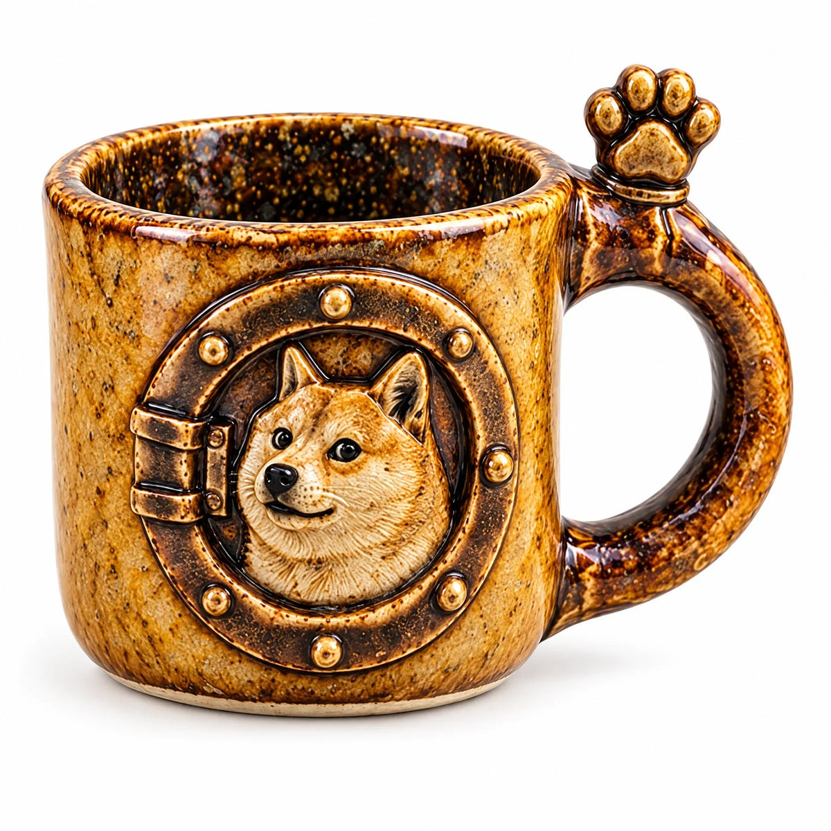 CryptoMug Dogecoin — vue sur fond blanc