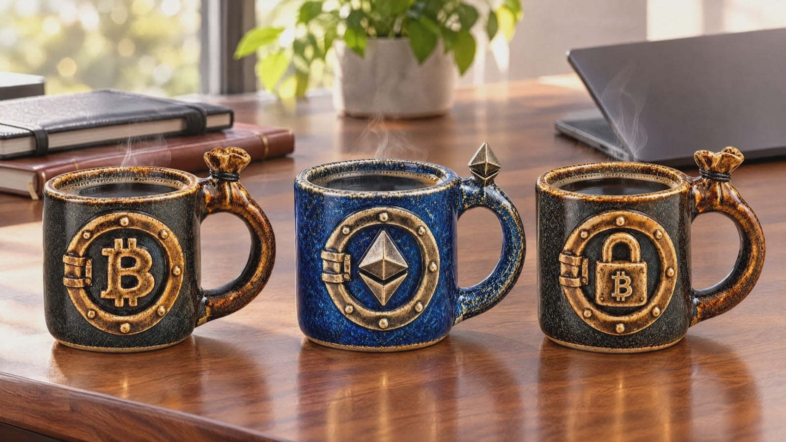 CryptoMug dans un bureau créatif